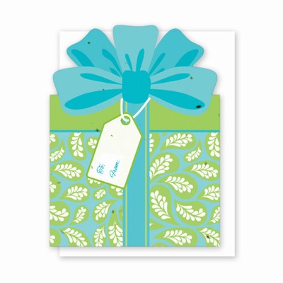 Gift & Grow Present Gift Card Holder Blue/Green Paisley