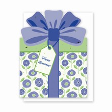 Die Cut Present Birthday Card Purple Buds